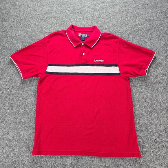 Chaps Ralph Lauren Polo Shirt Mens Medium Red Short Sleeve Y2K‎ Preppy Casual - Picture 1 of 6